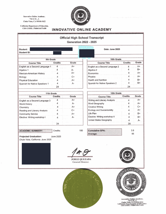 Certificado Innovative Online Academy (USA)